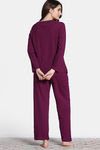 Zivame Knit Cotton Pyjama Set - Plum Caspia — thumbnail 4